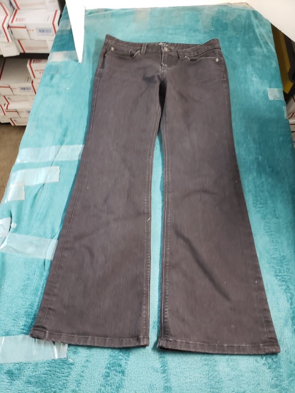 Loft Jeans Size 6 Petite Womens Black Pants Mid Rise Modern Flared Wide Leg